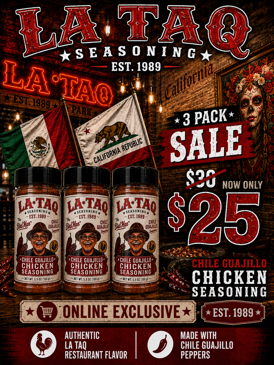 (3 Pack) Chile Guajillo Chicken Seasoning